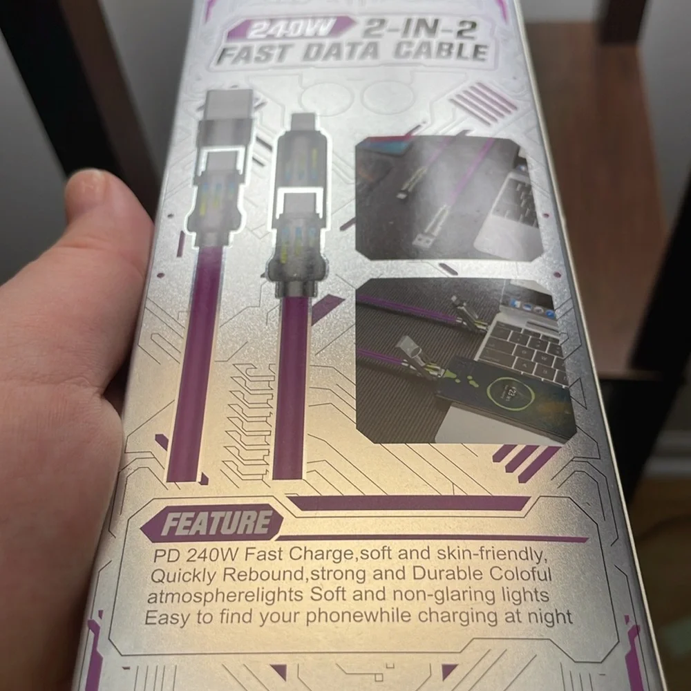 NIB ✌️240W 2-IN-2✌️Fast data cable charger >> 4-in-1 >> purple/black/blue